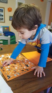 First I had him spot all the cows from the sticker book